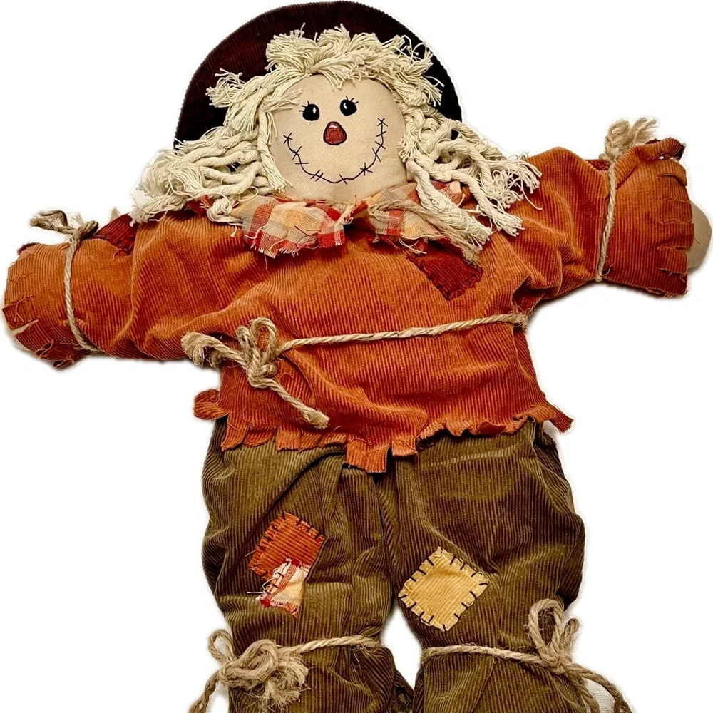 Vintage Scarecrow Primitive Stuffed Rag Doll Patchwork Rustic Country Fall